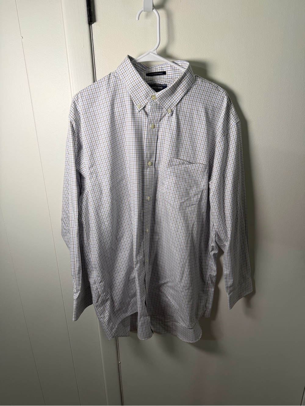 Lands’ End No‑Iron Supima Pinpoint Shirt – 17.5 / 33 – Traditional Fit
